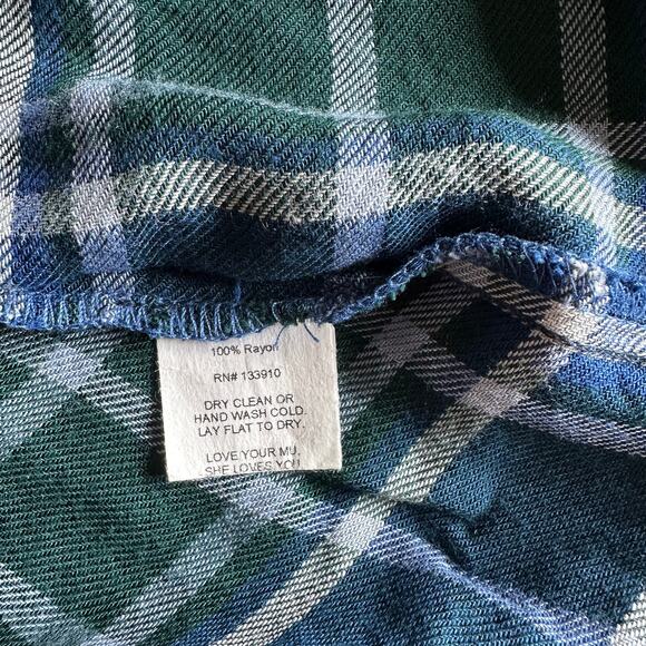 Show Me Your Mumu Ainsley Blue and Green Fall Plaid Tunic Mini Dress, size Large - Picture 9 of 9